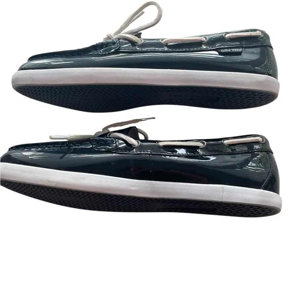 Cole Haan Navy Patent Leather Nantucket Loafers 9 NWOT Boat Shoes W05747
